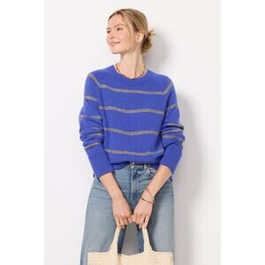 Evereve Blue and Gray Striped Sweater